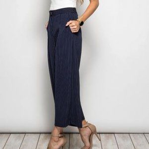 Navy Stripe Crop Gaucho Pant Wide Leg Pant NWT